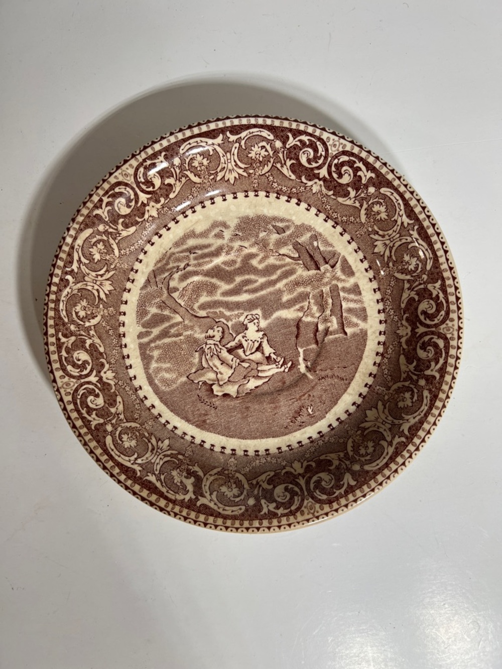 Stafford Brown and Cream Historic Pottery Backstamp Plate